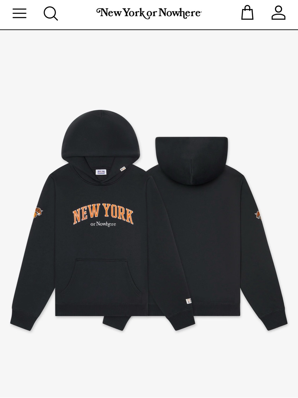 New York Or Nowhere Men's Black Hoodie With Orange Arch Logo